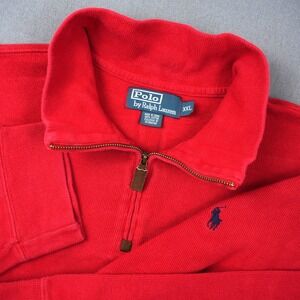 Polo Ralph Lauren Red Quarter Zip Long Sleeve Pullover Mens XXL